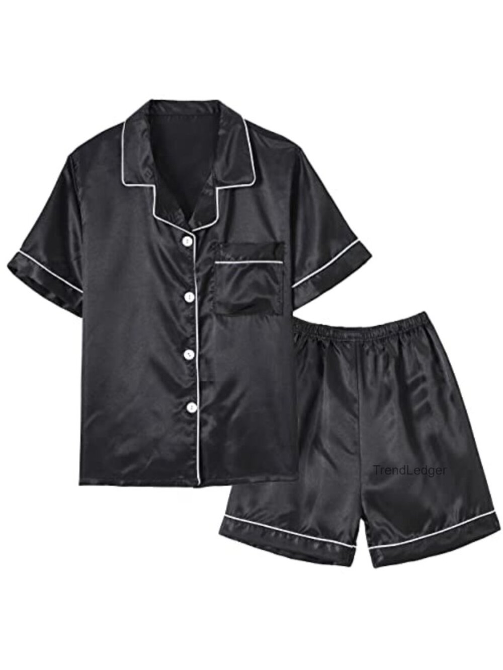 Unisex Kids Satin Pajama Set Button Down 2 Piece Sleepwear Short Sleeve